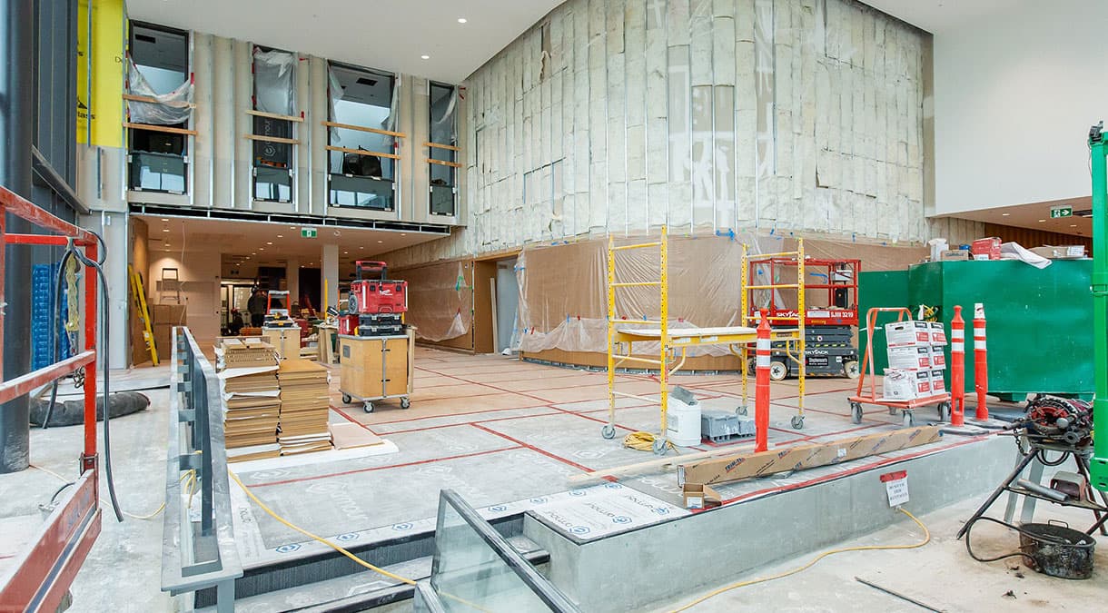 Large room with tall ceilings underconstruction