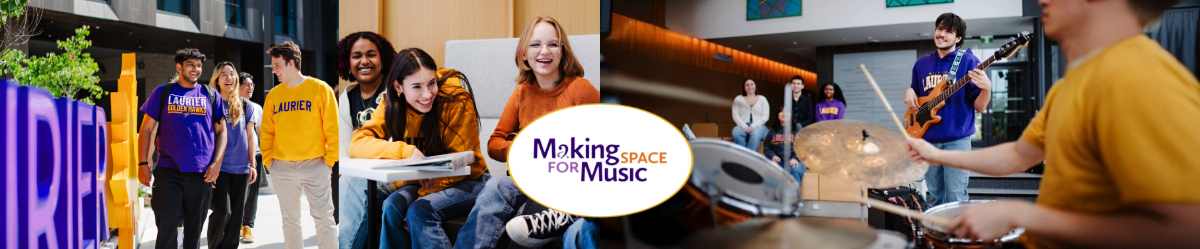 Collage of music student photos with the making space for music logo