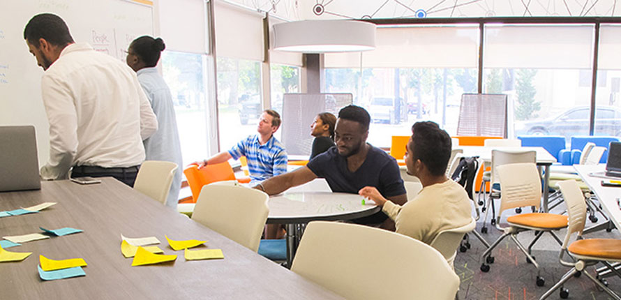 students working in the Community Innovation Hub