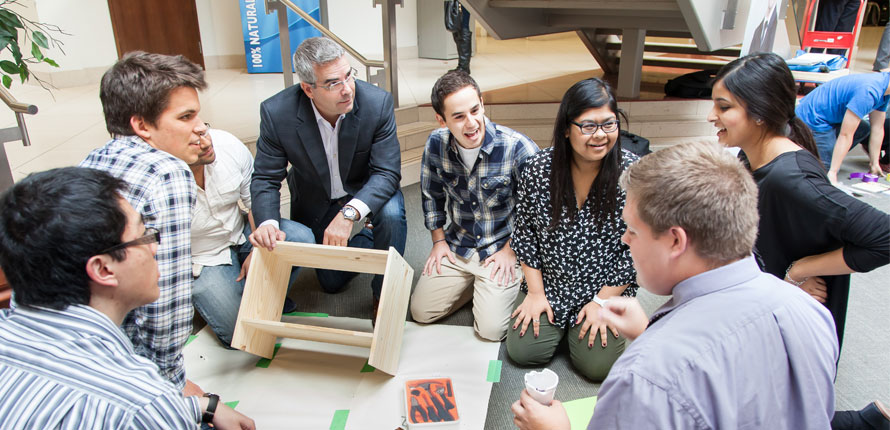 Mike Ward with students