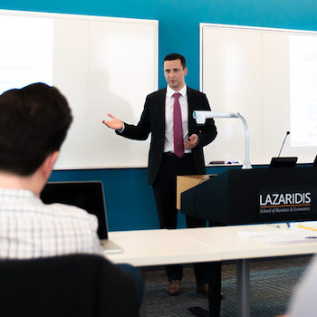 man making a presentation