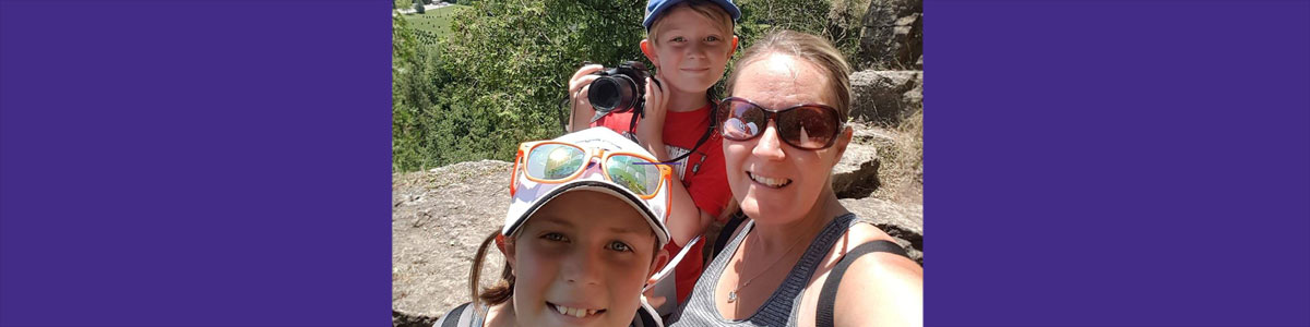 Brenda Van Beers and her sons on a hike