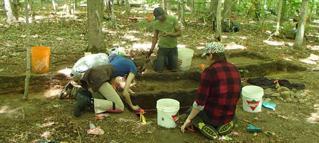 brittany and friends working the land