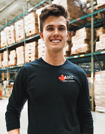 Blair Forrest, founder of AMZ Prep Canada, poses in his warehouse