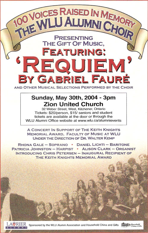 A poster with text including "Requiem by Gabriel Faure"